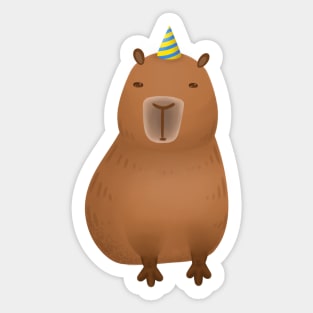 Capybara Wearing a Party Hat Sticker